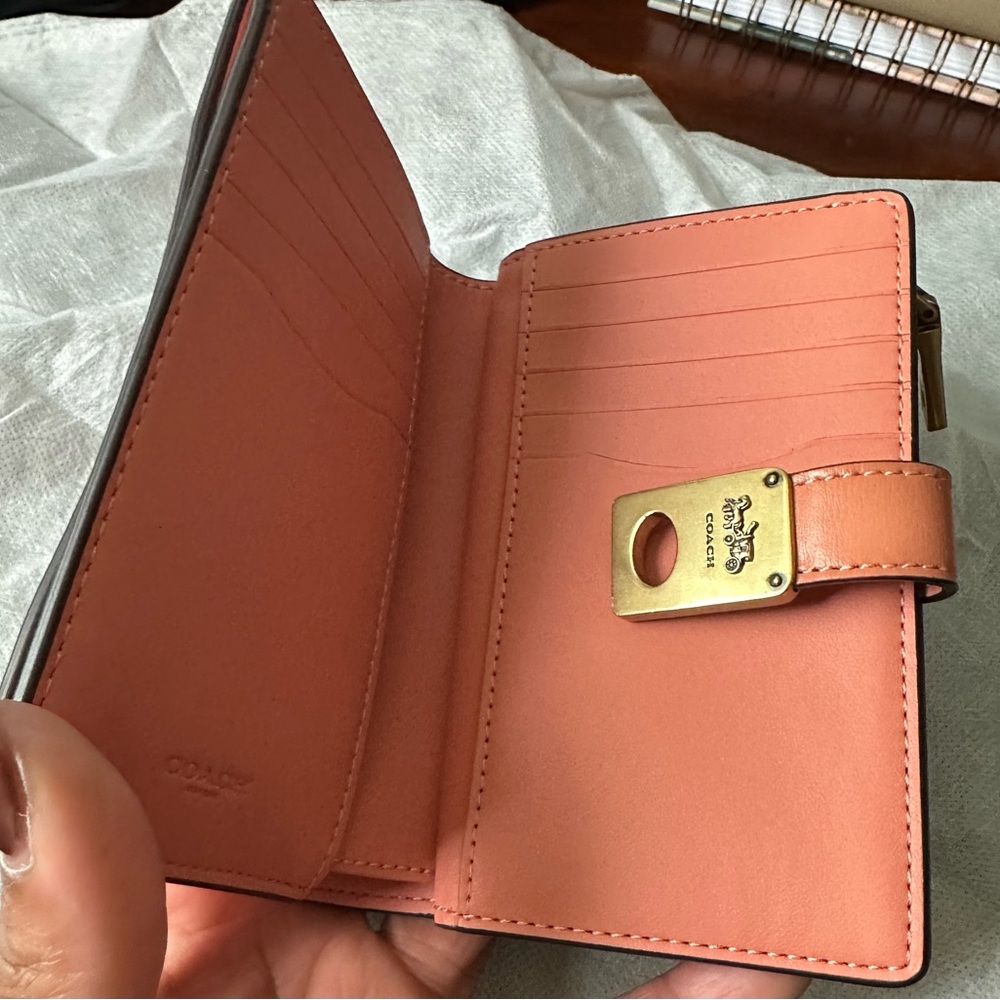 Coach Peach Wallet with Gold Accent